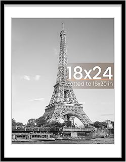 upsimples 18x24 Picture Frame, Display Pictures 16x20 with Mat or 18 x 24 Without, Wall Hanging Poster Frames, Black, 1 Pack