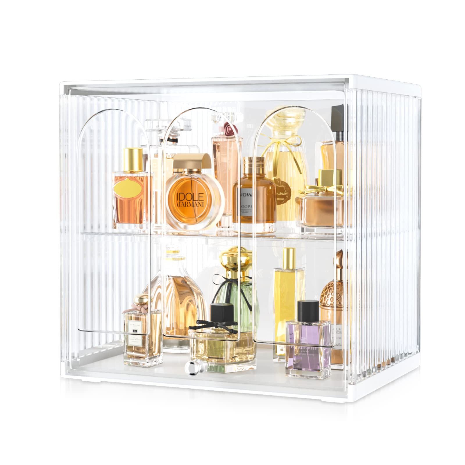 YKLSLH Double Layer Clear Makeup Organizer, Acrylic Bathroom Organizers, Perfume Organizers, Plastic Storage Bins Dresser for Bedroom, Perfume Cosmetics and Beauty Supplies on a Vanity, Pantry Storage