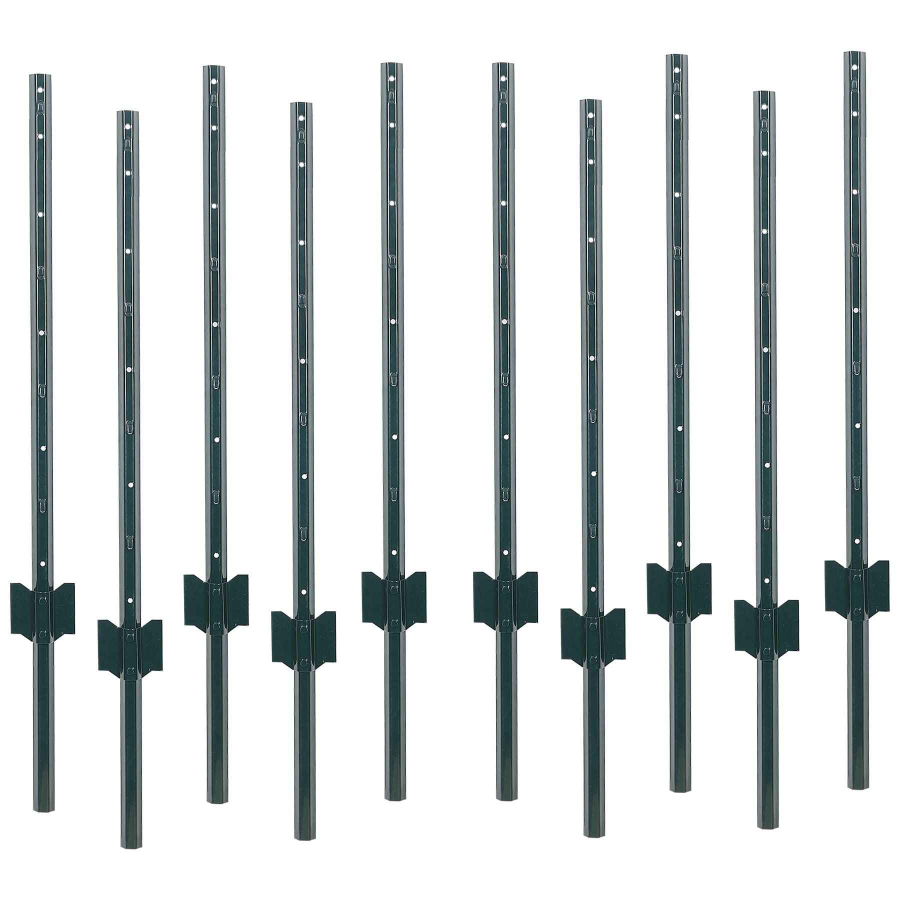 Toriexon 10 Packs Fence Posts 5Feet, Heavy Duty Metal Fence Post with U-Channel, Steel Fence U-Post for Holding Garden Wire Fence, Corner Anchor Posts etc.