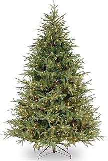 National Tree Company Pre-Lit 'Feel Real' Artificial Full Christmas Tree, Green, Frasier Grande, White Lights, Includes St...