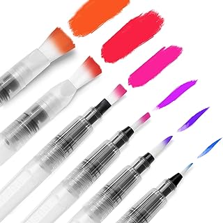 Water Color Brush Pen Set: Ohuhu Set of 6 Watercolor Paint Brushes for Water Soluble Colored Pencil Watercolor Water-Base ...