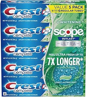 Crest Complete Whitening + Scope Toothpaste, 6.5 Ounce (5 Pack)