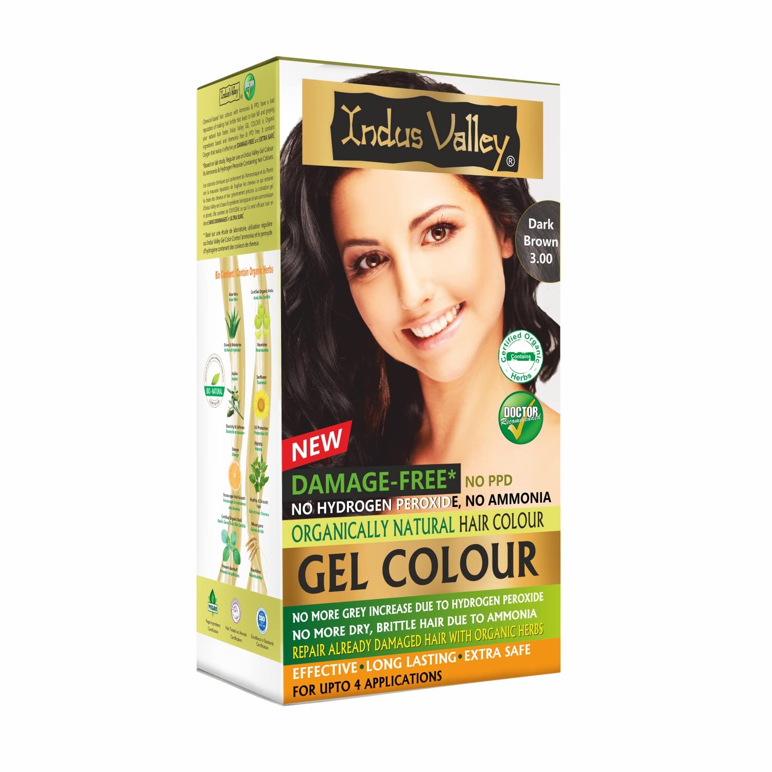 Indus Valley Natural Organic Damage Free Gel Hair Color Dark Brown For Grey Coverage Hair Halal Certified