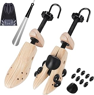 JJDPARTS Wooden Shoe Stretcher, Pair 4-Way Shoe Expander Widener Wooden Shoe Tree Extender for Women and Men