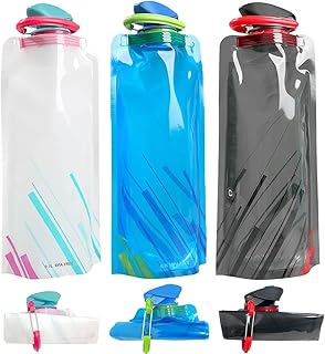 3 Pieces 700ml Large Foldable Water Bottle Fully Collapsible Stock Bottle, Portable Water Bottle for Running Cycling Outdoor