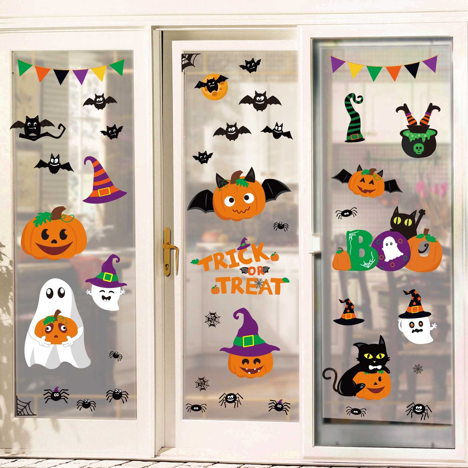 Amazon.com: Ivenf Halloween Decorations Indoor Window Clings Decor ...