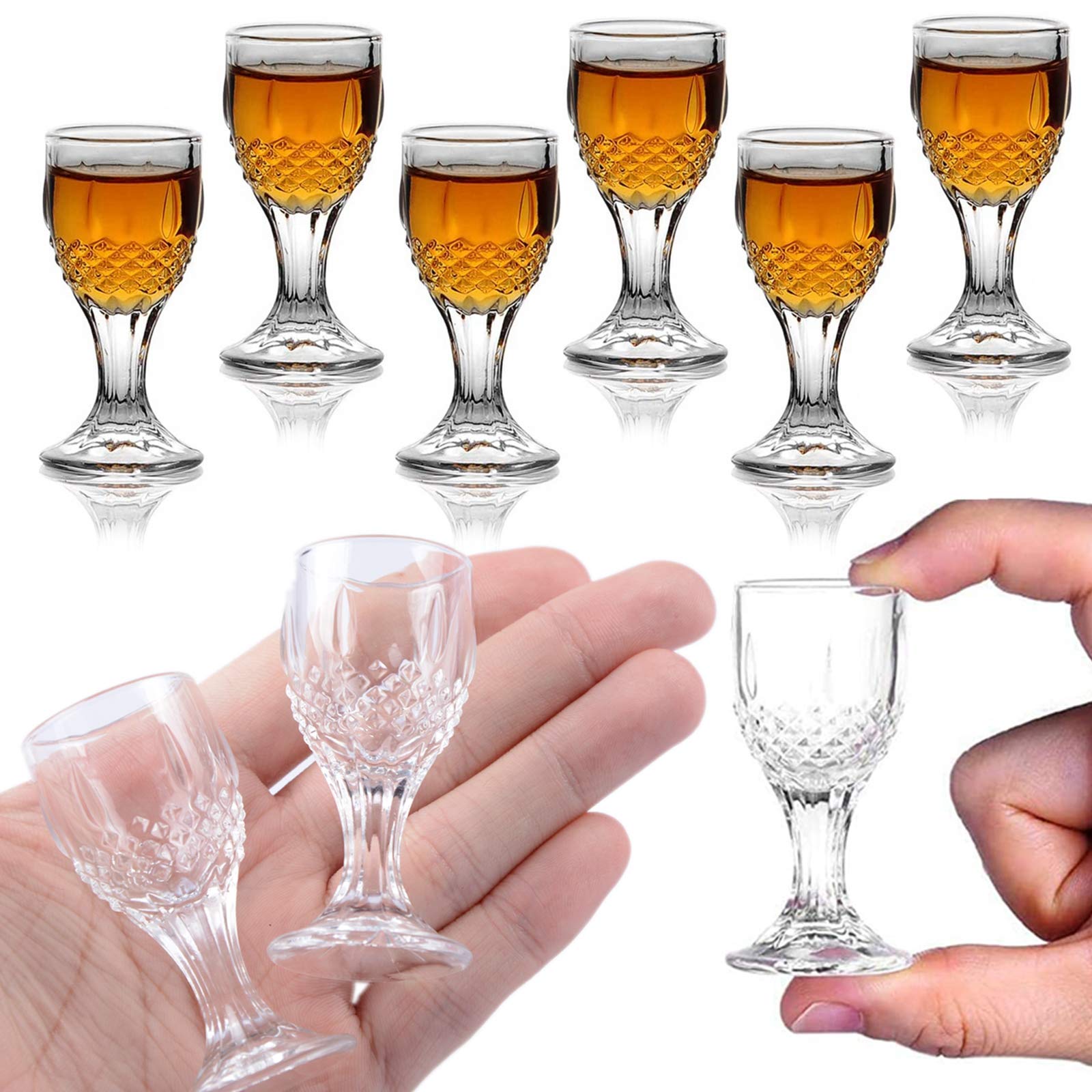 REATR 6PACK 12ml/0.5ounces Shot Glasses Baijiu Glass Mini Size Liquor Shot Glass Sake Glass Cup Chinese Wine Glass With Stem Funny Glassware