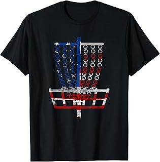 Cool US Flag Disc Golf Basket - Fourth of July Disc Golfer T-Shirt