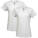 Women&apos;s Heavy Cotton V-Neck T-Shirt&comma; 2-Pack