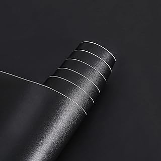 Arthome Black Contact Paper Peel and Stick Black Wallpaper Solid Black Matte Textured Self Adhesive Decorative Vinyl Film ...