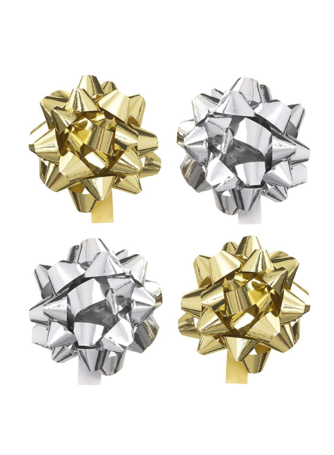 HEMA Gift Bows 4 Pack, Gold/Silver, One Size