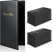 Check Presenters for Restaurants, 20 Pack 10" x 5.5" Guest Check Card Holder with Gold Thank You Imprint for Restaurants E...