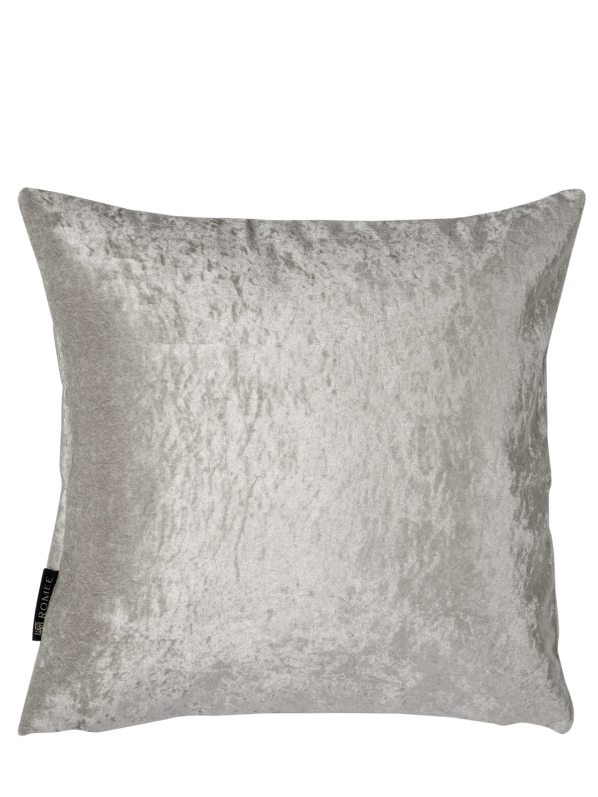 ROMEE Soft Velvet Fabric Solid Plain Cushion Cover 16x16 inch, Set of 2 - Silver