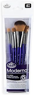 Royal & Langnickel Moderna, 5pc Oval Mop Variety Brush Set for All Painting Mediums, Includes - Mop, Fan & Half Moon Brush...