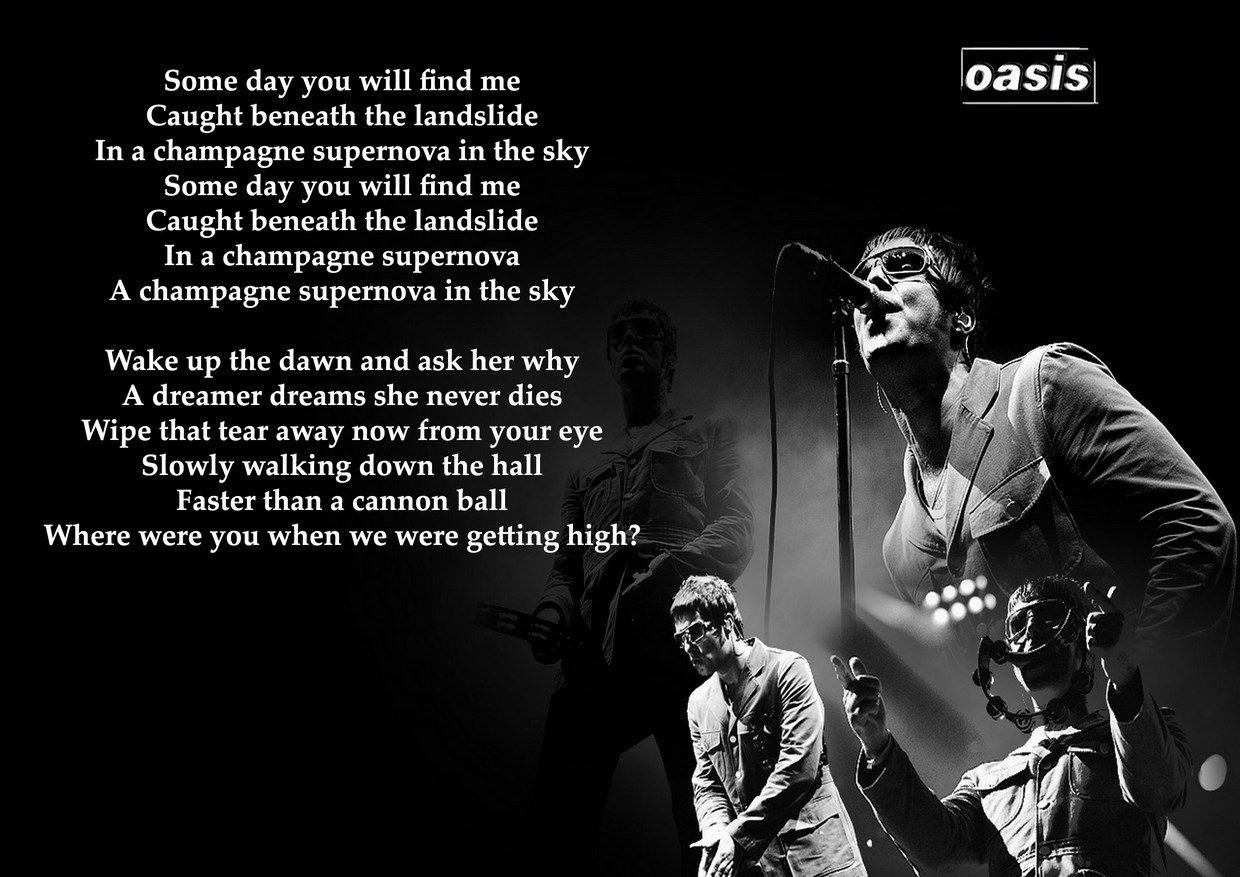 Oasis Champagne Supernova Lyrics Great Rock Metal Album Cover Design Music Band Best Photo Picture Unique Print A3 Poster Buy Online In Aruba At Aruba Desertcart Com Productid