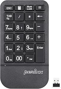 Perixx PERIPAD-705 Teclado Numérico Inalámbrico - para Portátil y Ordenador -Caracteres de impresión Grande - Diseñado para distribución EEUU - Negro