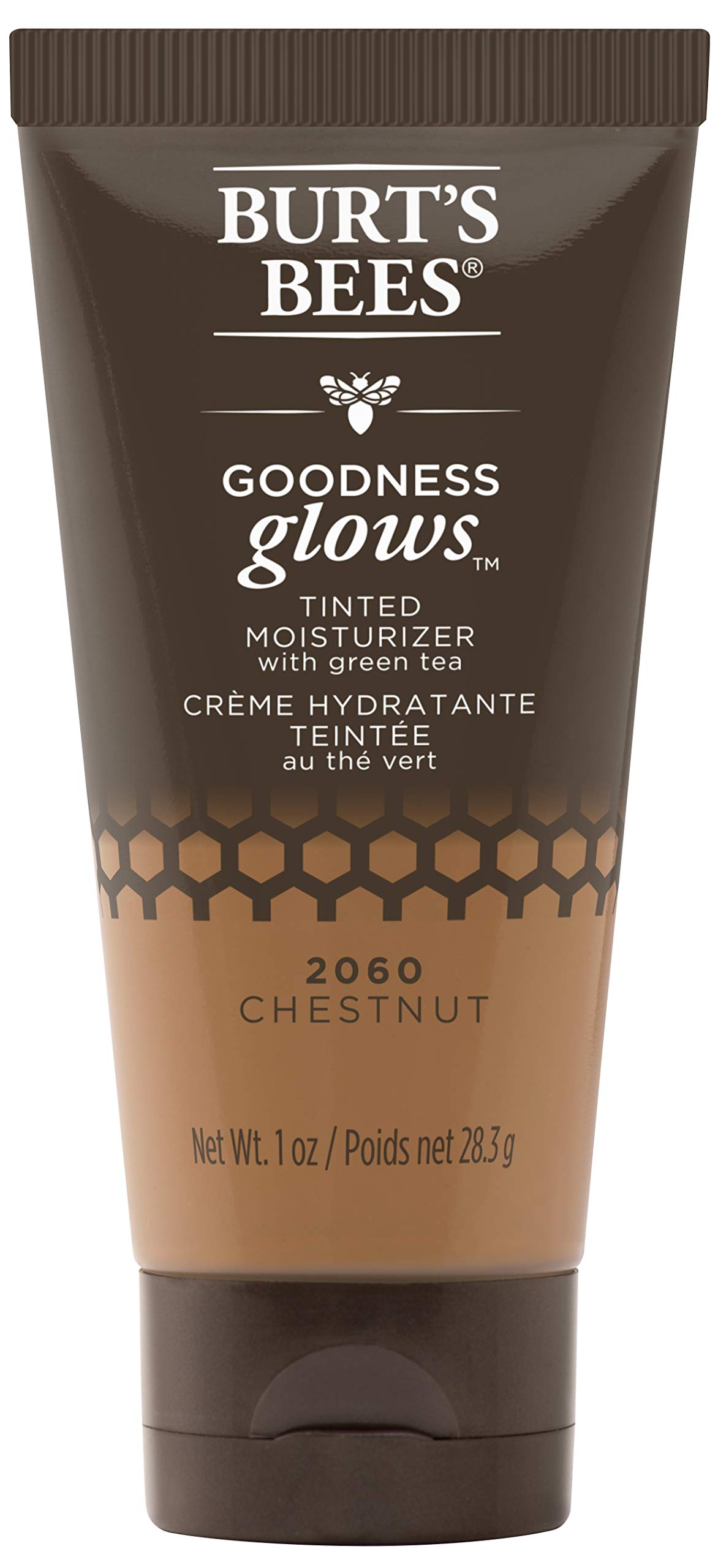 Burt's Bees Goodness Glows Tinted Moisturizer, Rich in Antioxidants, Chestnut 1.0 Ounce