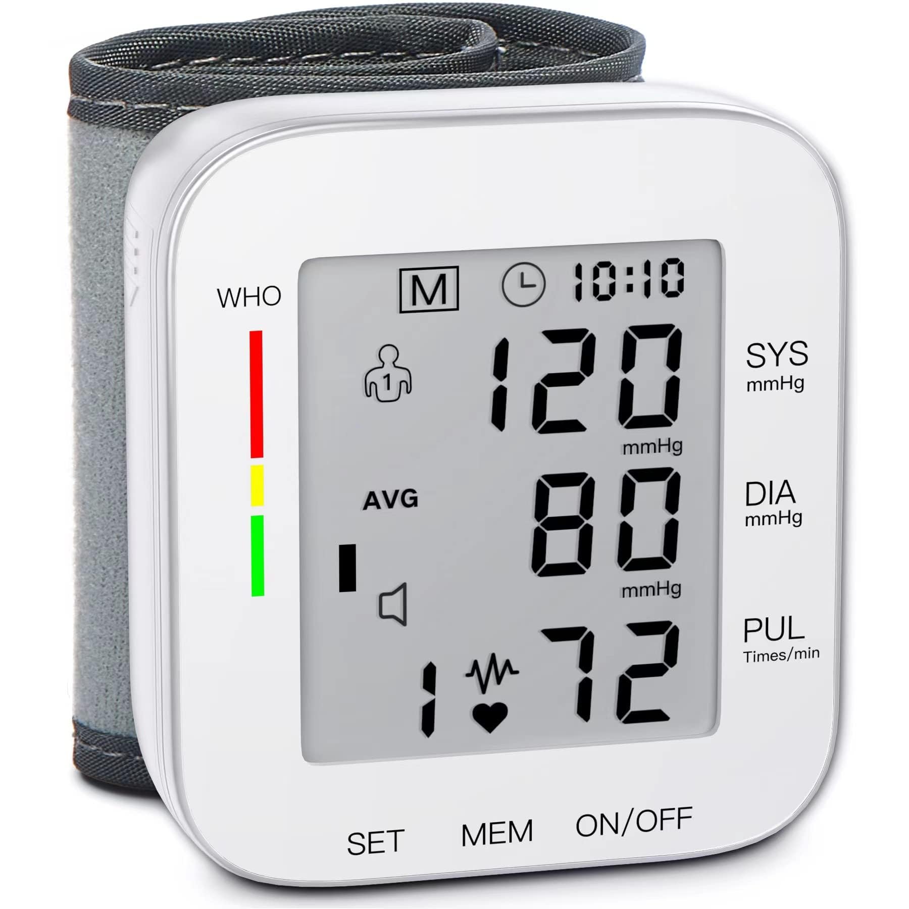 MMIZOO Wrist Blood Pressure Monitor Bp Monitor Large LCD Display Blood Pressure Machine Adjustable Wrist Cuff 5.31-7.68 inch Automatic 99x2 Sets Memory with Carrying Case for Home Use (W1681)