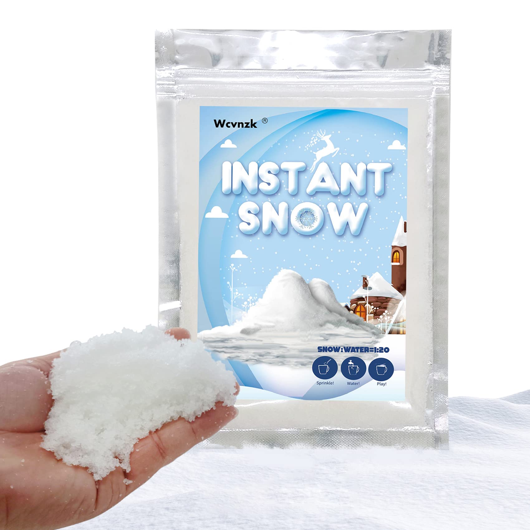 10 Ounces Fake Snow Instant Snow Make 6 Gallons, Artificial Snow Great for Holiday Snow Winter Decorations