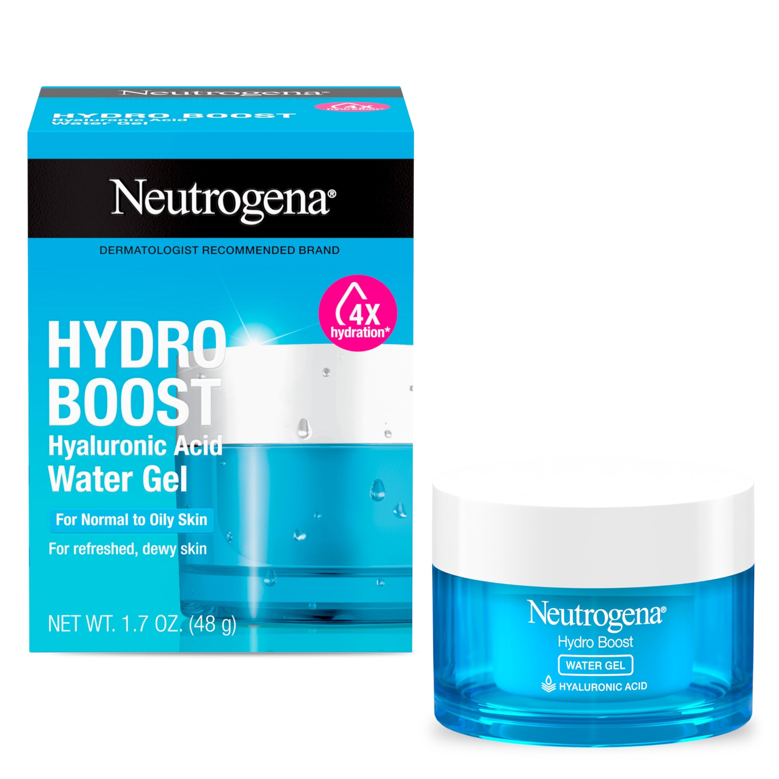 Neutrogena Hydro Boost Water Gel with Signature Fragrance, Hyaluronic Acid Facial Moisturizer for Normal to Oily, Combination Skin, Delivers hydration for Refreshed, Dewy Skin, 1.7 oz