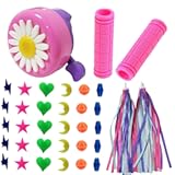 Girls Bike Accessories with Bike Bell&comma;Bike Handlebar Streamers&comma;36PCS Bike Wheel Spokes Beads&comma;Bicycle Handlebar Grips for Kids Bike Decoration Accessories Set