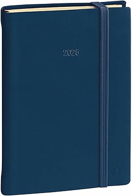 Quo Vadis - Collection: Silk DAILY 24 PRESTIGE with elastic diary year daily calendar year 16 x 24 cm – Multilingual edition – 12 months January-December – Navy Blue – Year 2023