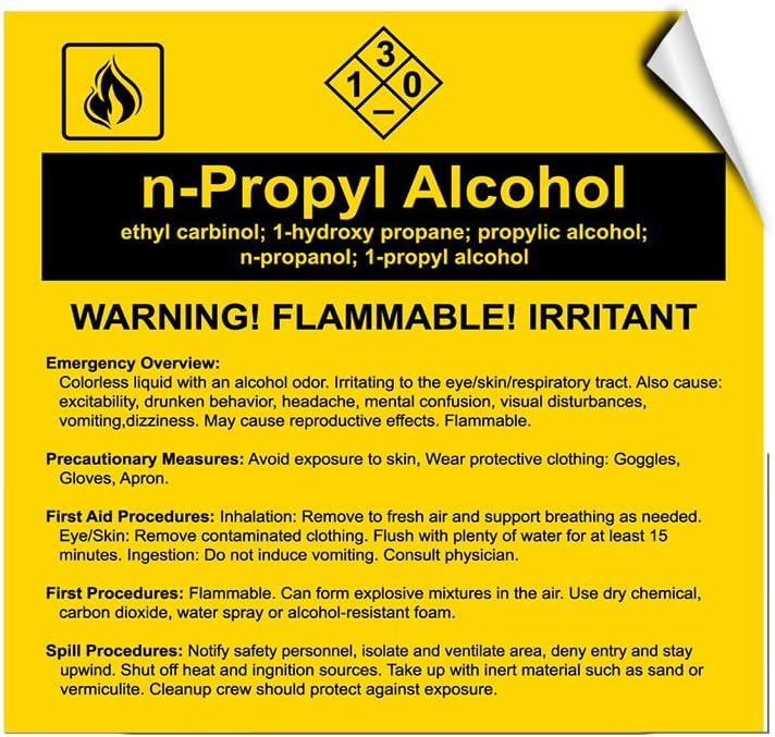 Amazon.com : N-Propyl Alcohol Ethyl Carbinol; 1-Hydroxy Propane Hazard ...