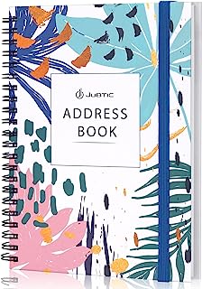 JUBTIC Address and Password Book with Alphabetical Tabs Hardcover Spiral Bound Address Organizer for Contacts,Internet Web...