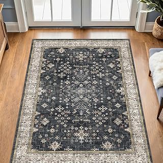 Boho Large 3x5 Entryway Rug Indoor - Washable Non-Slip Low Pile Ultra Soft Area Rug for Large Kitchen - Modern Aesthetic G...