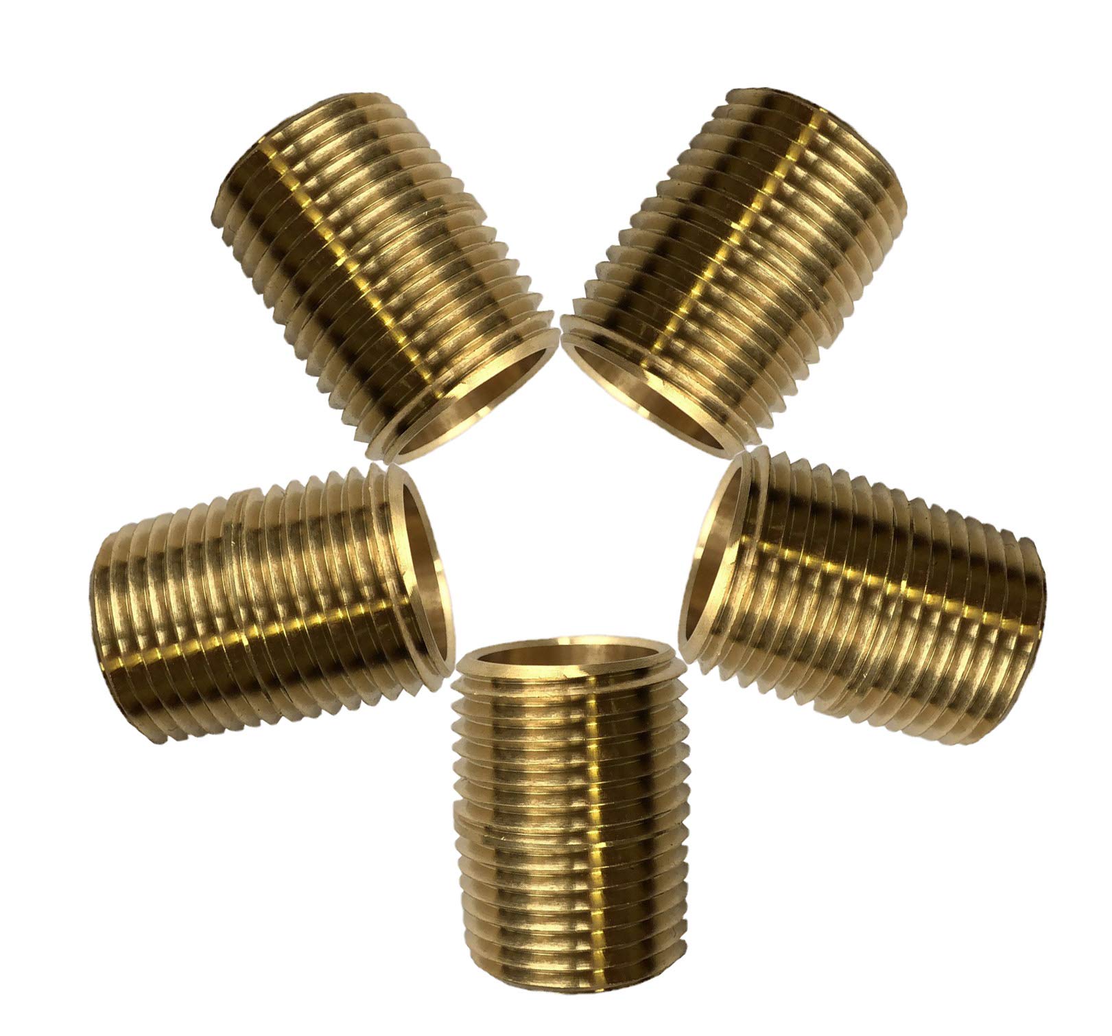 Brass Pipe Fittings,Close Nipple (1/2" Male, Pack of 25)