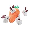 Amazon Basics Hide and Seek Squeaky Dog Plush Toy, Rabbit and Carrot, Orange and White, 5 Pack