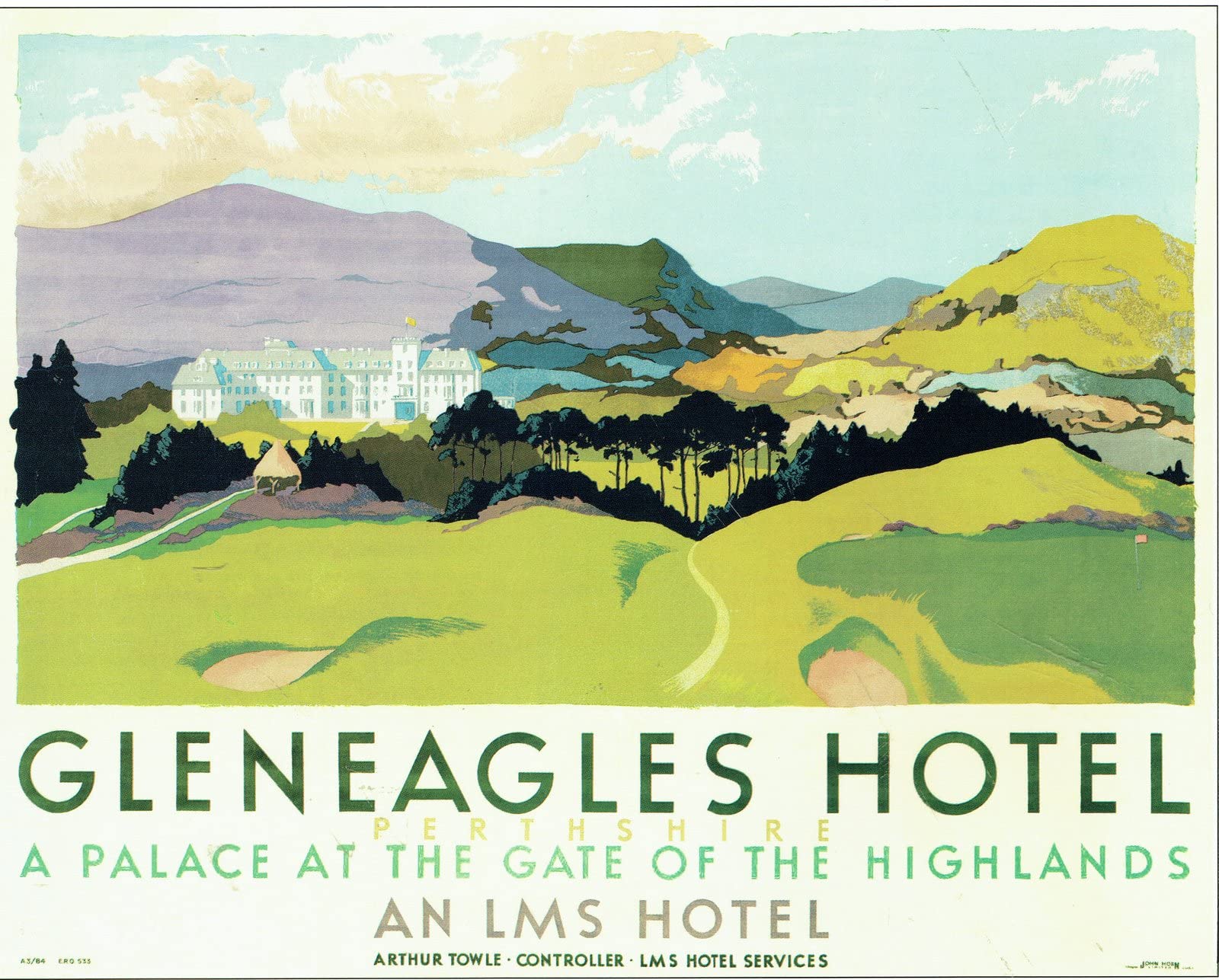 Scotland Railway vintage poster 51 Gleneagles J5900 A1 Poster on Canva - Canvas material flat, rolled, no frame (33/24 inch) (84/59 cm) - JKPRint - Film Movie Posters Wall Decor Art Actress Actor An