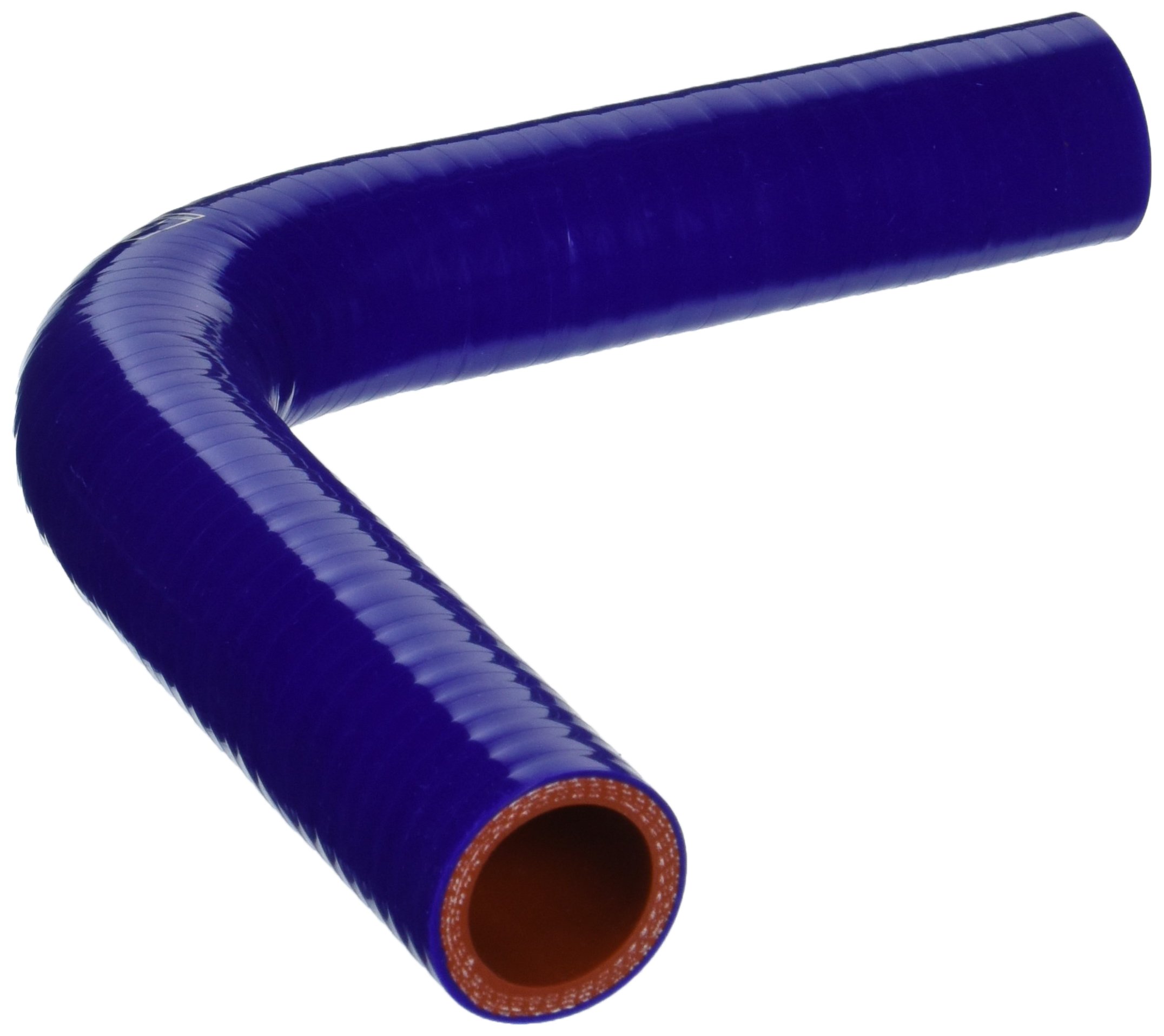 HPS HTSEC90-100-BLUE Silicone High Temperature 4-ply Reinforced 90 degree Elbow Coupler Hose, 100 PSI Maximum Pressure, 4" Leg Length on each side, 1" ID, Blue