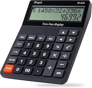 Desk Calculator, IPepul Basic Desktop Calculators Big Buttons and 2 Line Display, 4 Function Simple Calculator, Large Talk...