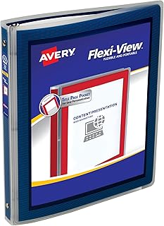 Avery Flexi-View 3 Ring Binder, 1/2 Inch Round Rings, 1 Navy Blue Binder (15766)