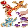 Coogam Dinosaur Snap Together Building Toys, Wooden Take Apart Dinosaur Playset, STEM Montessori Educational Fine Motor Skill Toy Gift for 3 4 5 Years Old Kids