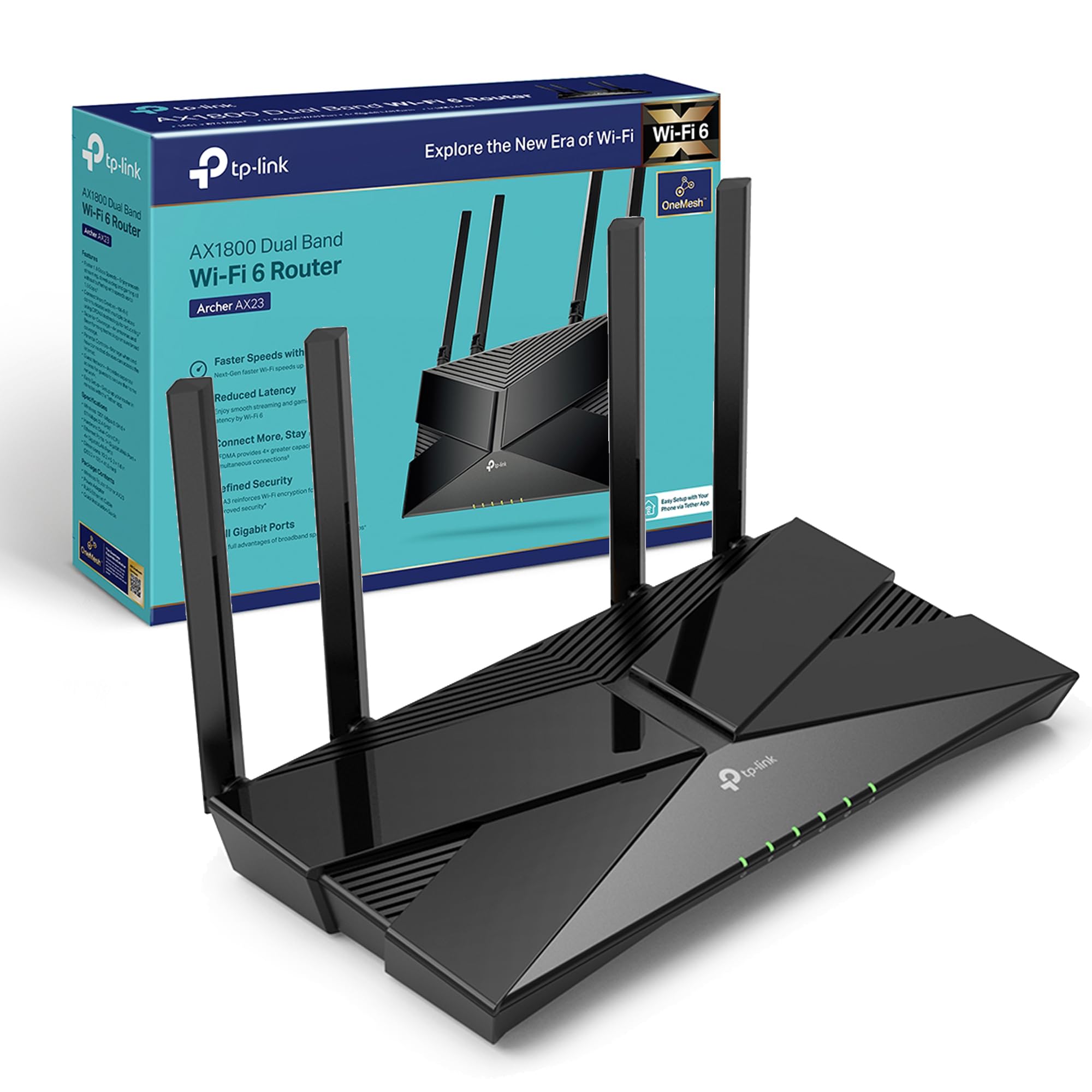 TP-LinkWiFi 6 OneMesh Router, AX1800 Mbps Gigabit VPN Router, Dual-Core CPU Fibre Router, WPA3 Cybersecurity, Ideal for Gaming Xbox/PS4/Steam (Archer AX23)