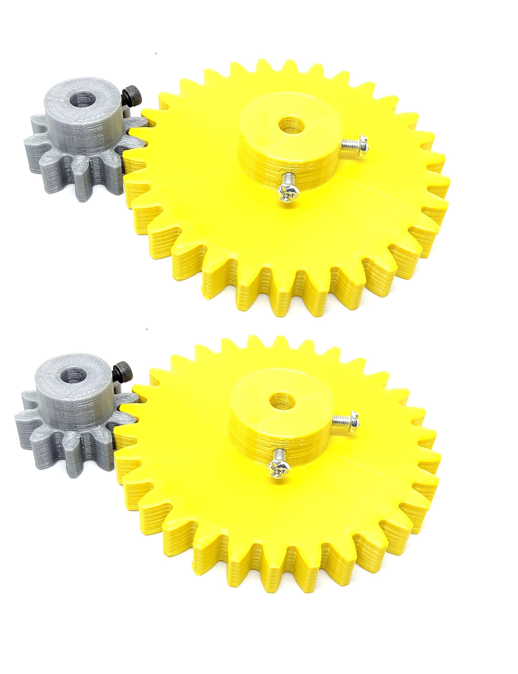 INVENTO 2pcs 3D Printed Plastic Spur Gear 10 Teeth (30mm dia) +30 Teeth (80mm dia), 10mm Width, 6mm hole for DIY Projects