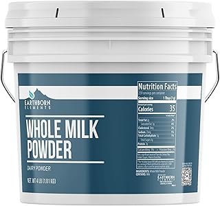 Earthborn Elements Whole Milk Powder 1 Gallon, Light Sweet Taste, Bulk Size