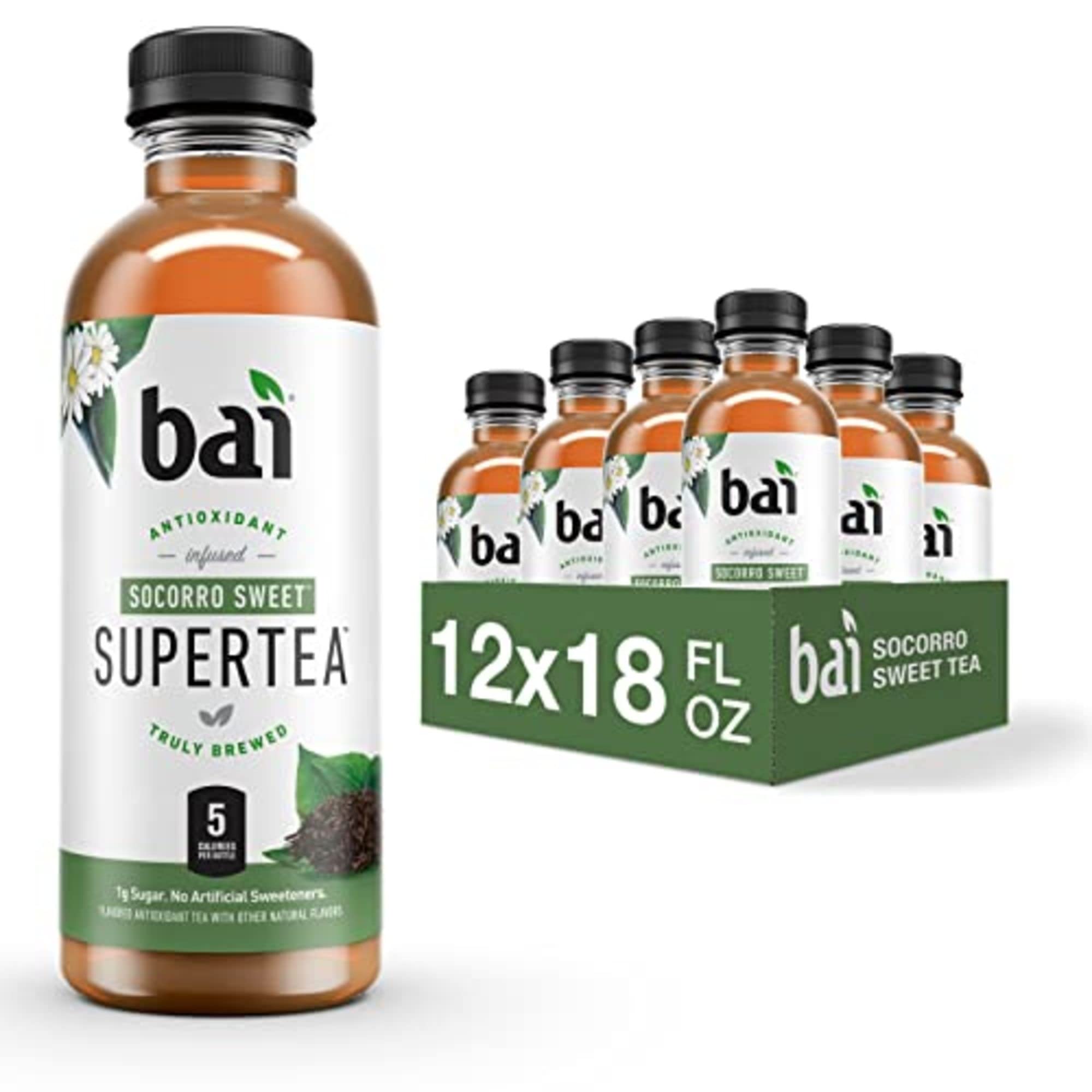 BaiIced Tea, Socorro Sweet, Antioxidant Infused Supertea, Crafted with Real Tea (Black Tea, White Tea), 18 Fluid Ounce Bottles, 12 Count (Pack of 1)