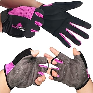 LuxoBike Pink - Size Medium - 2 Pair - Half and Full Finger Cycling Gloves Bundle