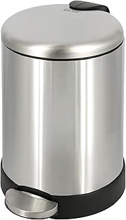 GLAD Small Trash Can, 1.2 Gallon | Round Stainless Steel Garbage Bin with Soft Close Lid & Step Foot Pedal | Metal Waste B...