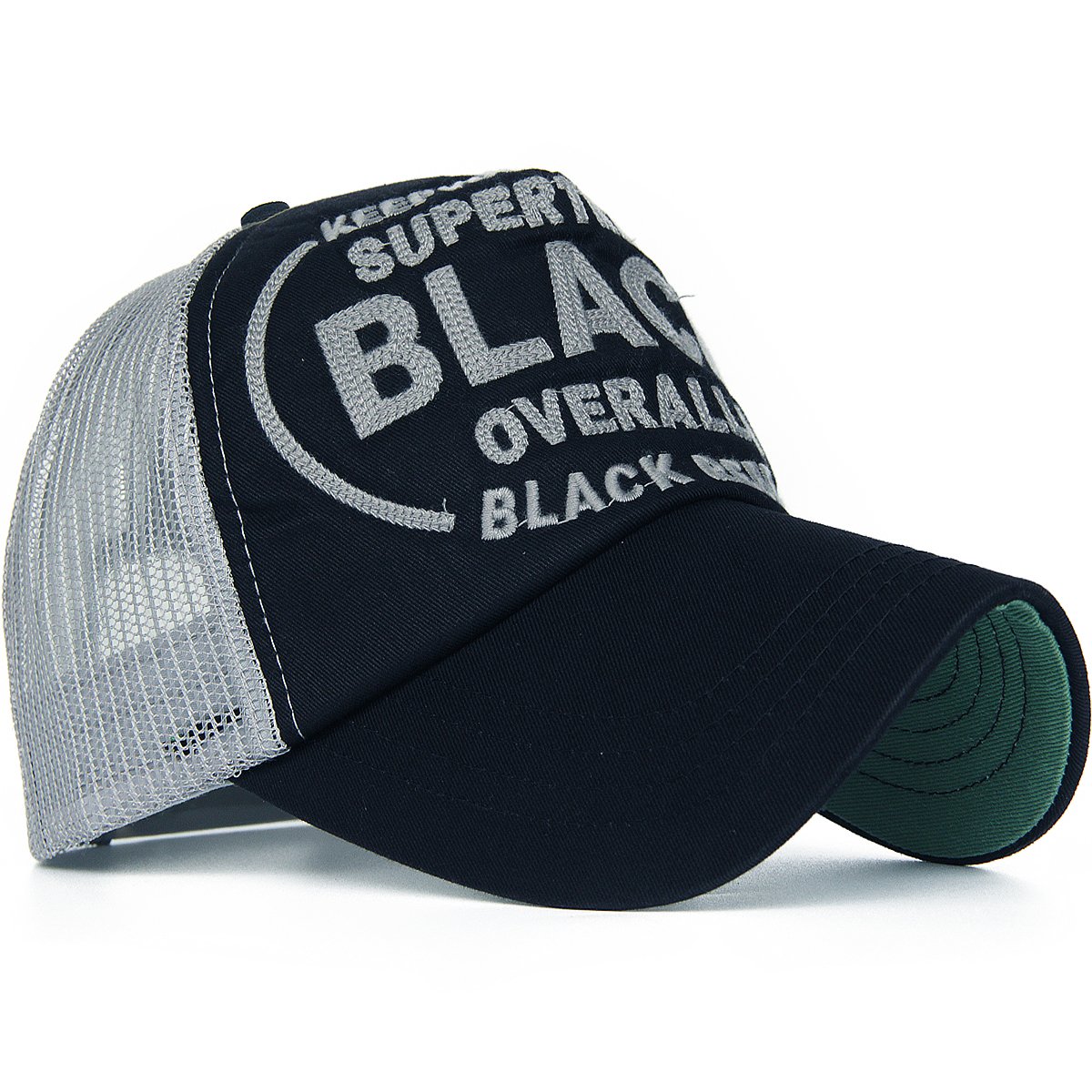 REDSHARKS Mens Keep You Feeling Super Trend Overalls Black Rebel Foam Mesh Trucker Hat Baseball Snapback Cap