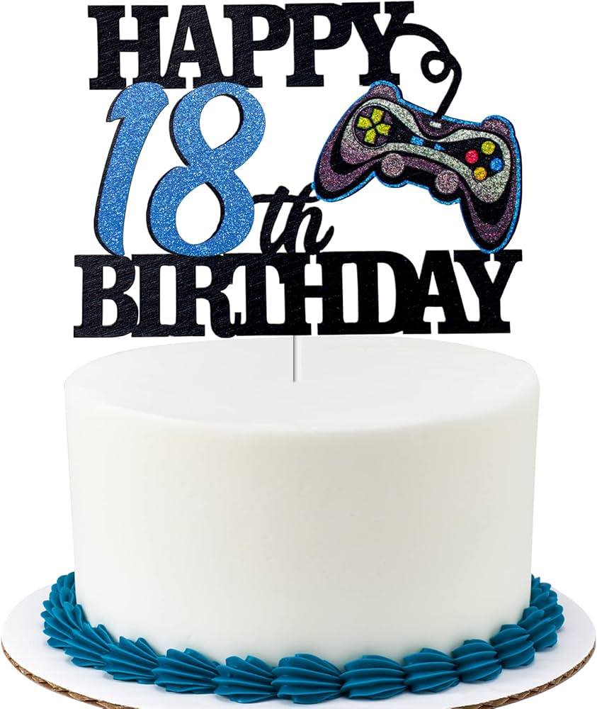 Amazon.com: Happy 18th Birthday Video Game Cake Topper - Level 18 ...