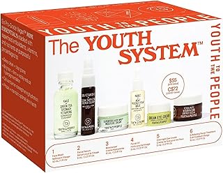 Youth To The People The Youth System - 6 Piece Set with Superfood Cleanser, Face Oil, Moisturizer, Vitamin C Serum, Eye Cr...