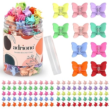 ADRIONE Mini Butterfly Hair Clips Colorful 100 Pack, Butterfly Clips for Hair 90s Baby Hair Clips for infant fine hair Toddler Hair Clips for Fine Hair Mini Butterfly Hair Clips for Girls Bangs