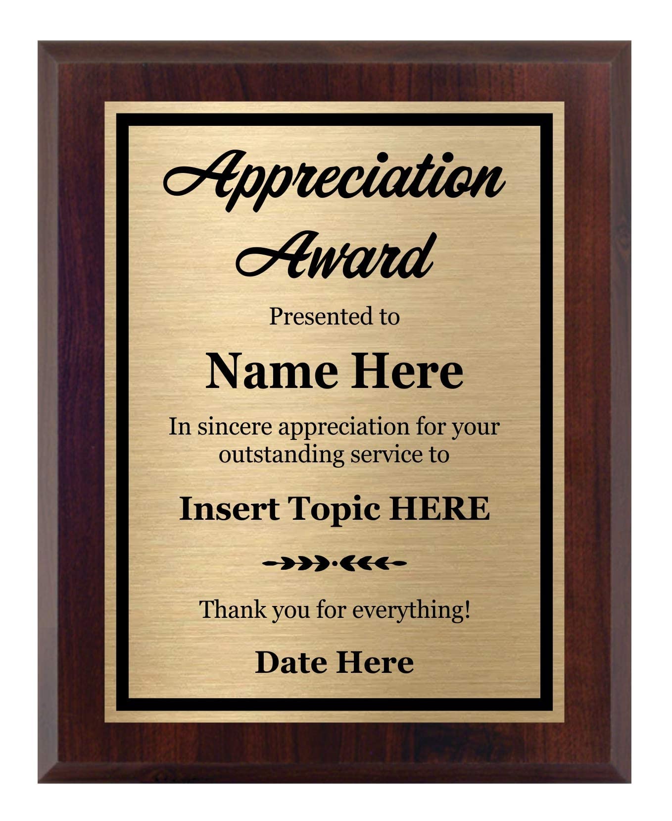 Buy Appreciation Award Plaque Customized 8x10 - Personalized Awards and ...