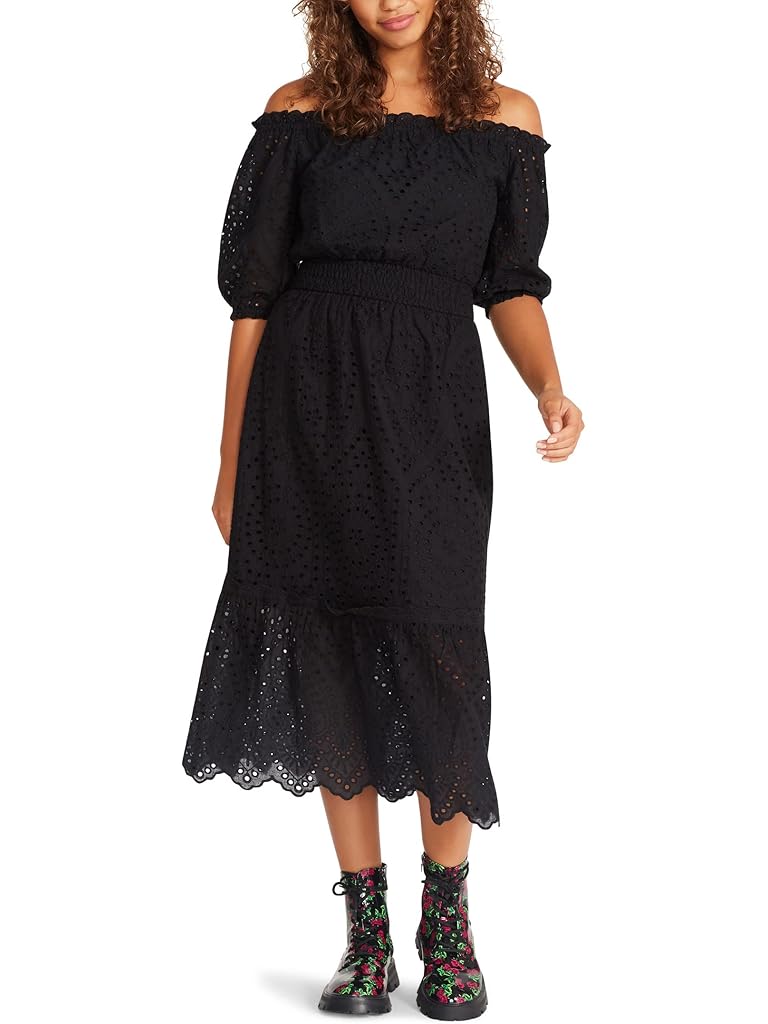 Betsey Johnson On/Off Shoulder Cotton Eyelet Midi