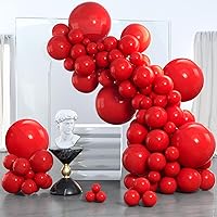 PartyWoo Red Balloons, 140 pcs Matte Red Balloons Different Sizes Pack of 18 Inch 12 Inch 10 Inch 5 Inch Red Latex...