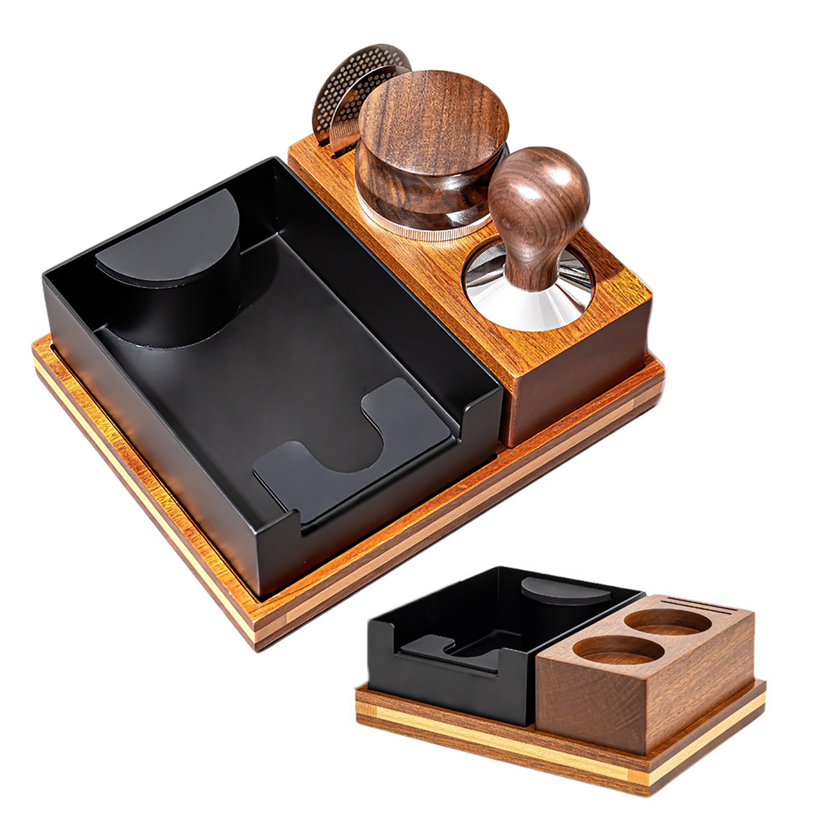 Espresso Tamping Station, Espresso Tamping Accessories Organizer with Detachable Slag Box, Fit 51mm/53mm/54mm/58mm/60mm Portafilter, Large-capacity and Durable Material, for Office, Home